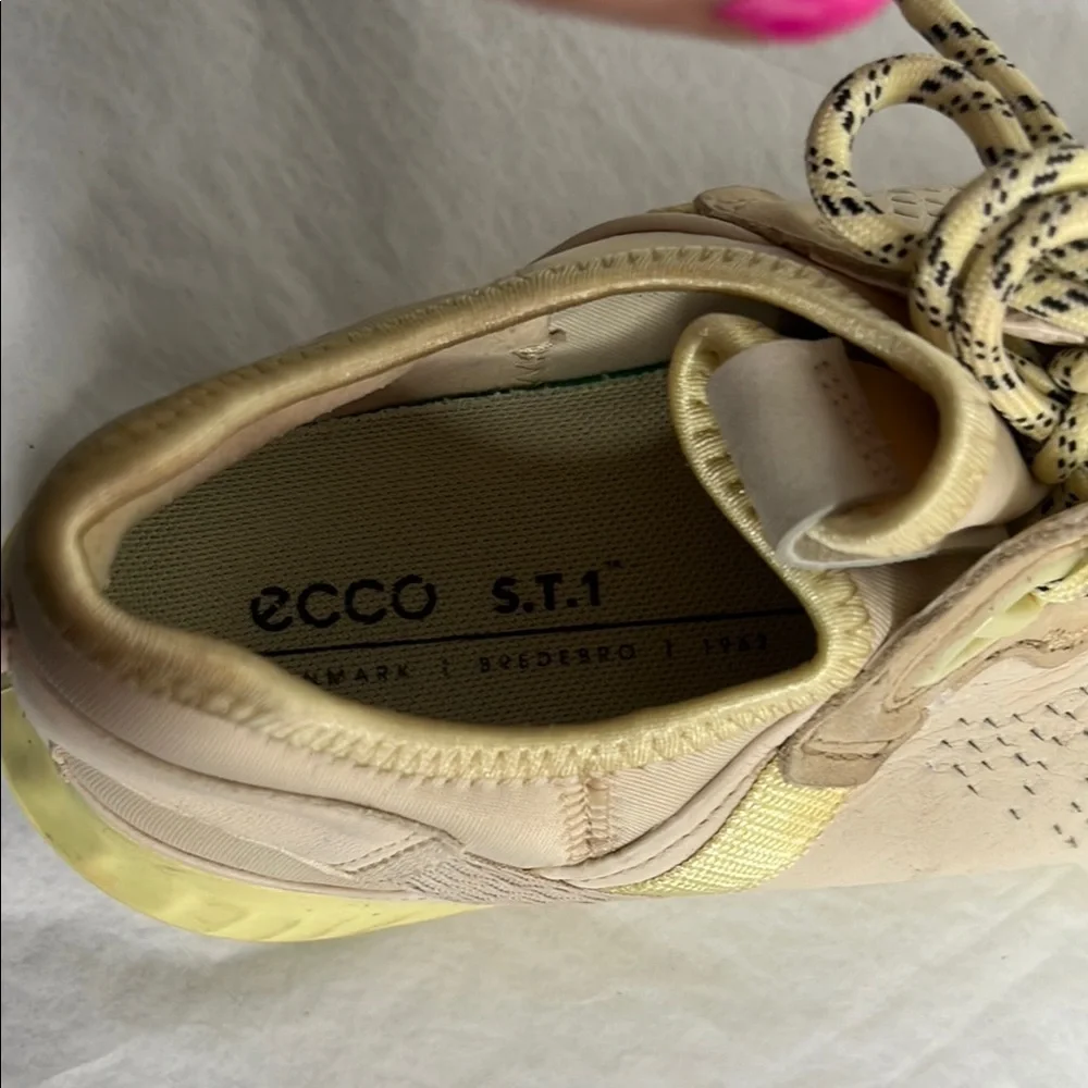 Beige and Yellow Athletic Sneakers